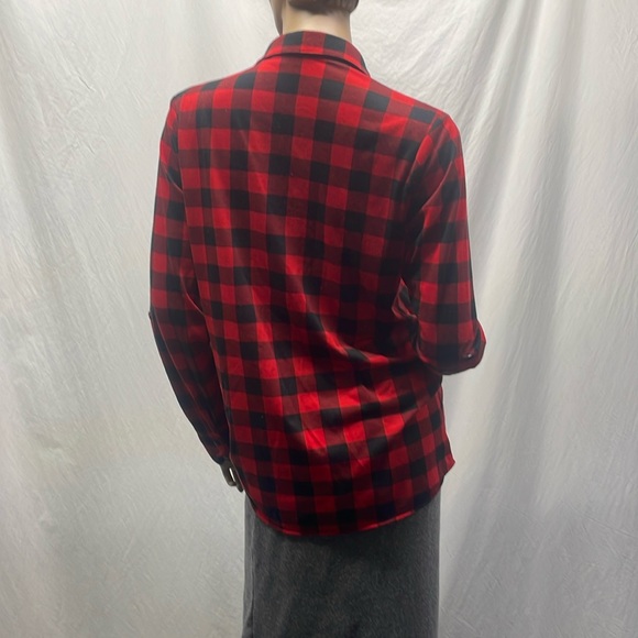 G Collection Womens Black & Red Plaid Long Sleeve Button Down Shirt - Picture 5 of 8